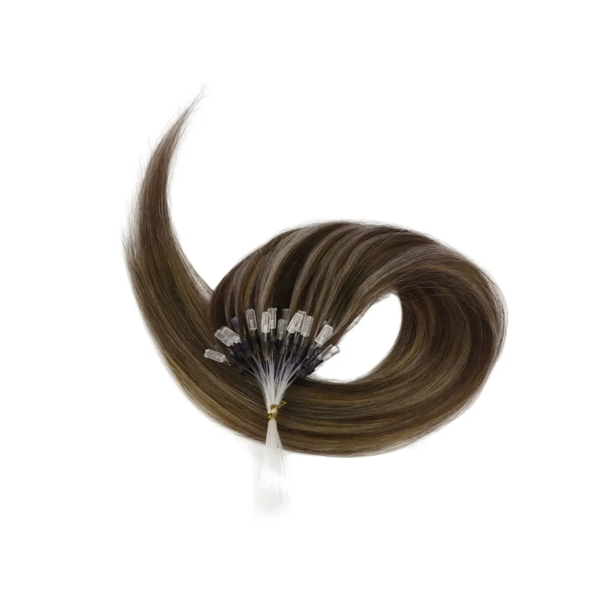 Micro Loop Human Hair Extensions - 50 Strands Thick Straight Clip-In Hair for Instant Volume & Length