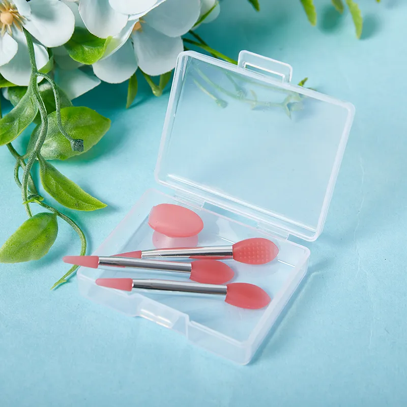 【M】3PCS Balsem Bibir Silikon Berus Topeng Bibir Dengan Penutup Habuk Penyedut Berus Solek Filem Bibir Anti Kehilangan Debu Penutup