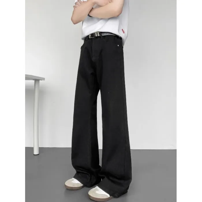 New American Vintage Washed Distressed Men's Jeans Baggy Jeans Micro Flare Retro Streetwear Hip Hop Trousers