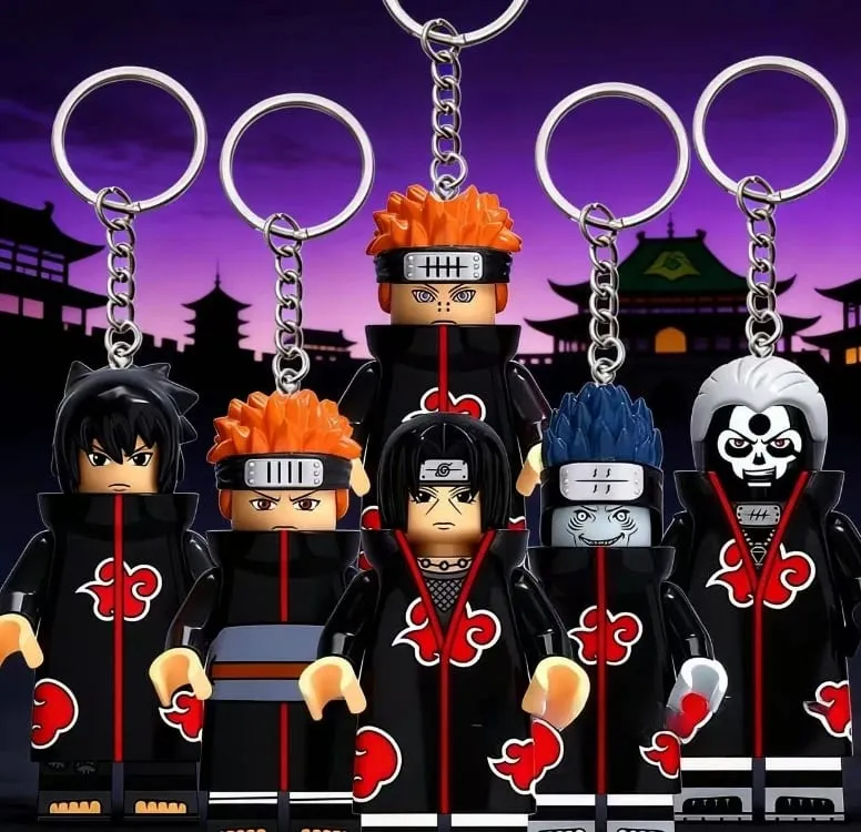 6style Beautiful Handmade 3D Cartoon Naruto anime peripherals keychain cute mini movable Figures Heads Assembly keychain gift — image 1