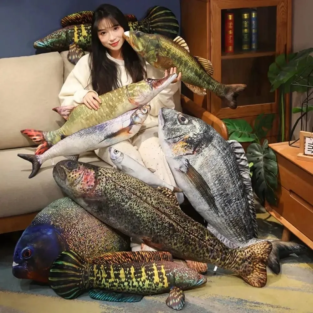 Sofa Cushion Perch Simulation Fish Pillow Grouper Stuffed Cartoon Fish Lovely Soft Fish Anime Pillow Bedroom — image 2