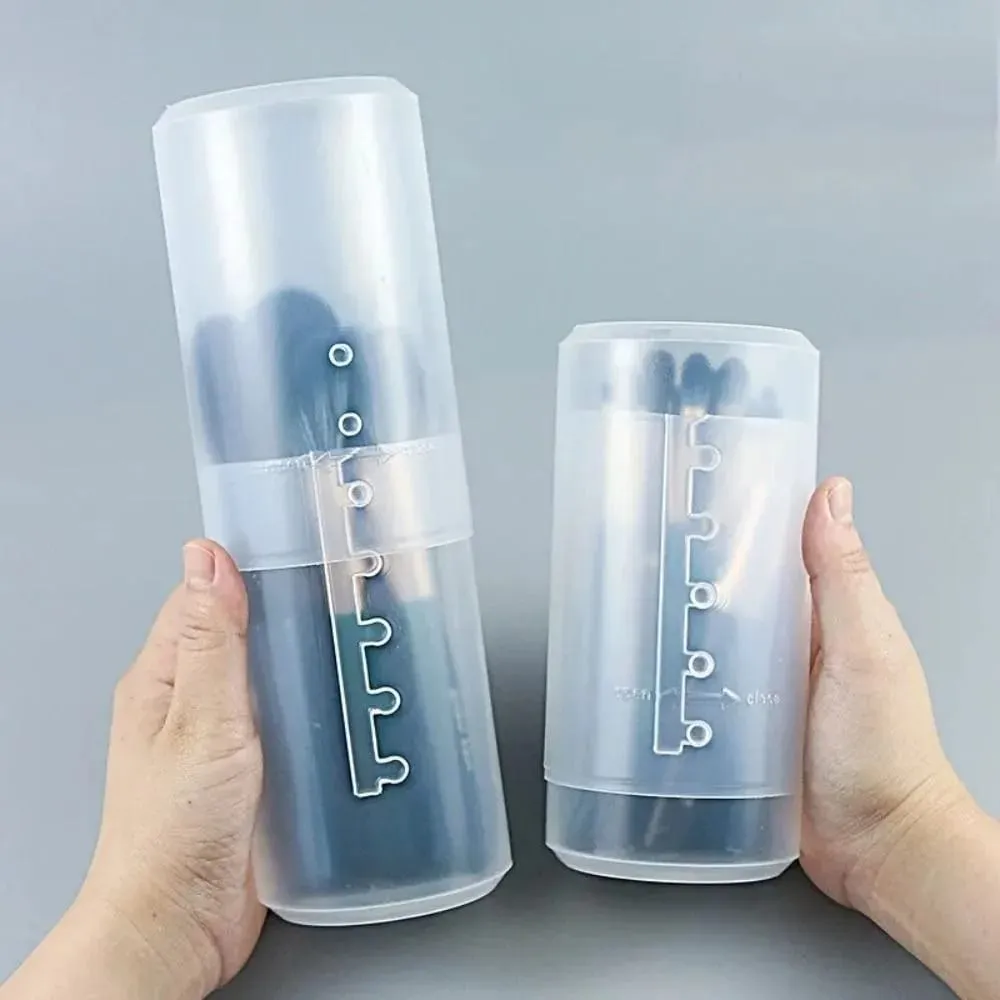 Nový průhledný, nastavitelná výška PVC držák štětce na make-up Organizér pro ukládání pohárků s víkem Prachotěsná krabice na toaletní potřeby
