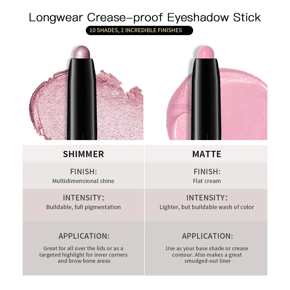 Shimmer & Matte Eyeshadow Pencil Stick Waterproof Pearlescent Metallic Glitter Eye Shadow Highlighter Pen Eyeshadow Cosmetics — image 5