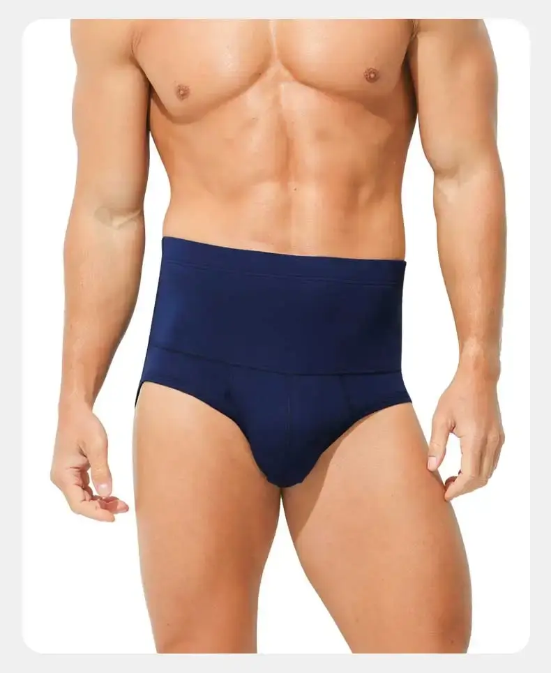 Men's cotton underpants, high-waisted, slimming, waist-protecting, enhanced warmth, short underpants for overweight sportswear — image 12