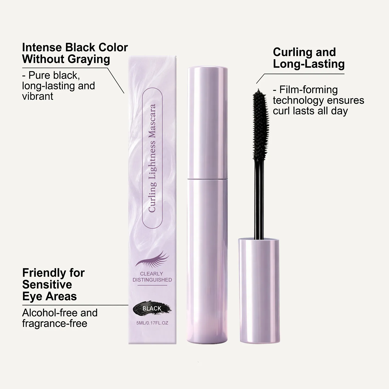 Curling Mascara Cream 3D Stereo Waterproof and Sweatproof Smudge Lengthening Mascara Quick-Drying Black Brown Mascara Eye Makeup
