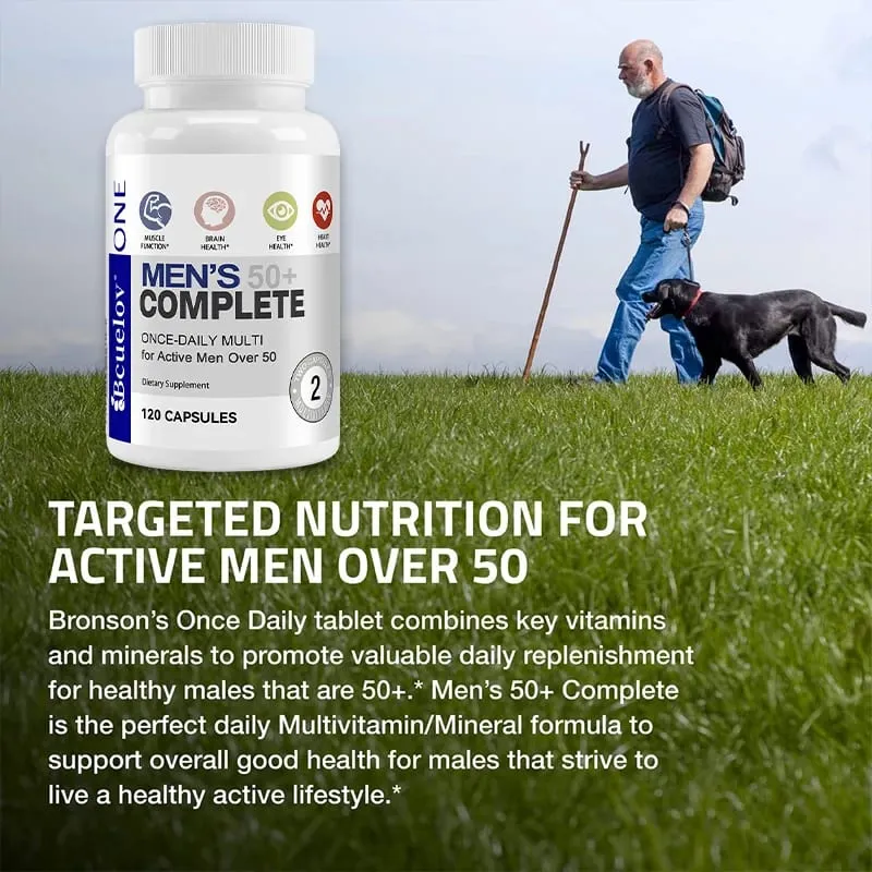 Men's Multivitamin for 50+ - Enhances Memory and Cognition Supports Brain Eye and Heart Health Boosts Energy and Immunity