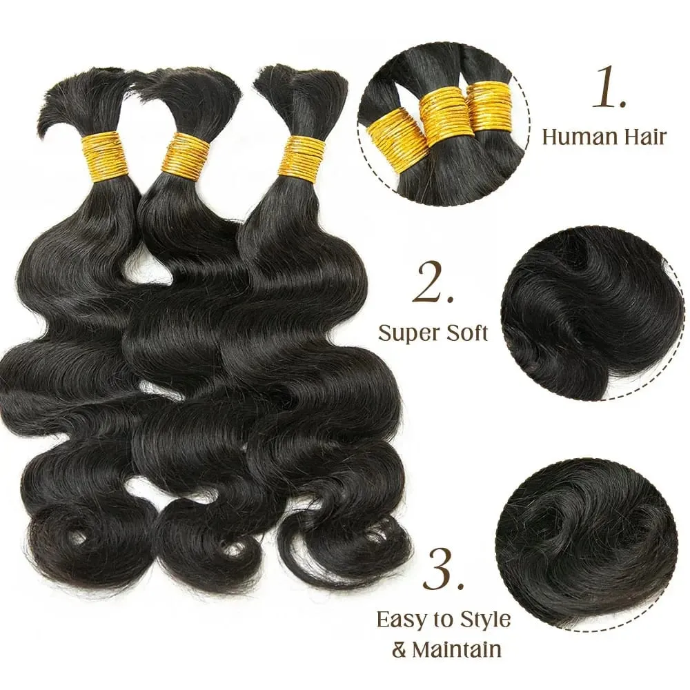 Body Wave Bulk Hair For Braiding 50G 100% Unprocessed Hair Extensions No Weft Hair Bulk For Braids Raw Hair Bundles For Women