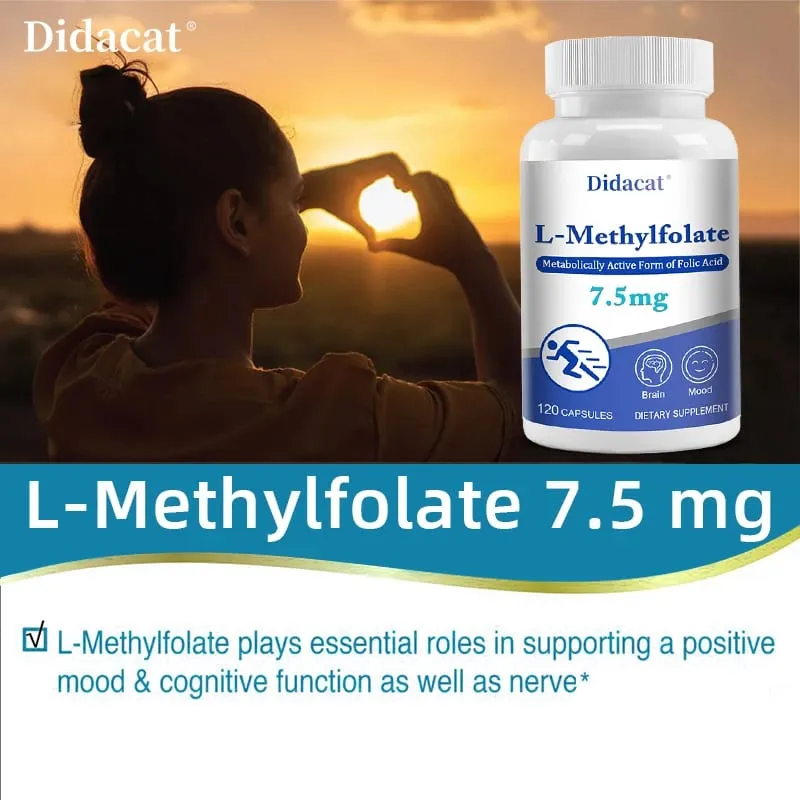 7.5 Mg L-Methylfolate - Professional Strength Active Methyl Folate Supplement for Brain Support Balanced Mood + Immune Health