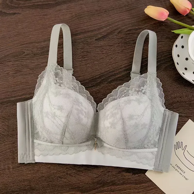 Bra Push-Up Tebal Berenda Seksi untuk Payudara Kecil Lingerie Bebas Kawat Nyaman Dapat Disesuaikan Anti-kendur