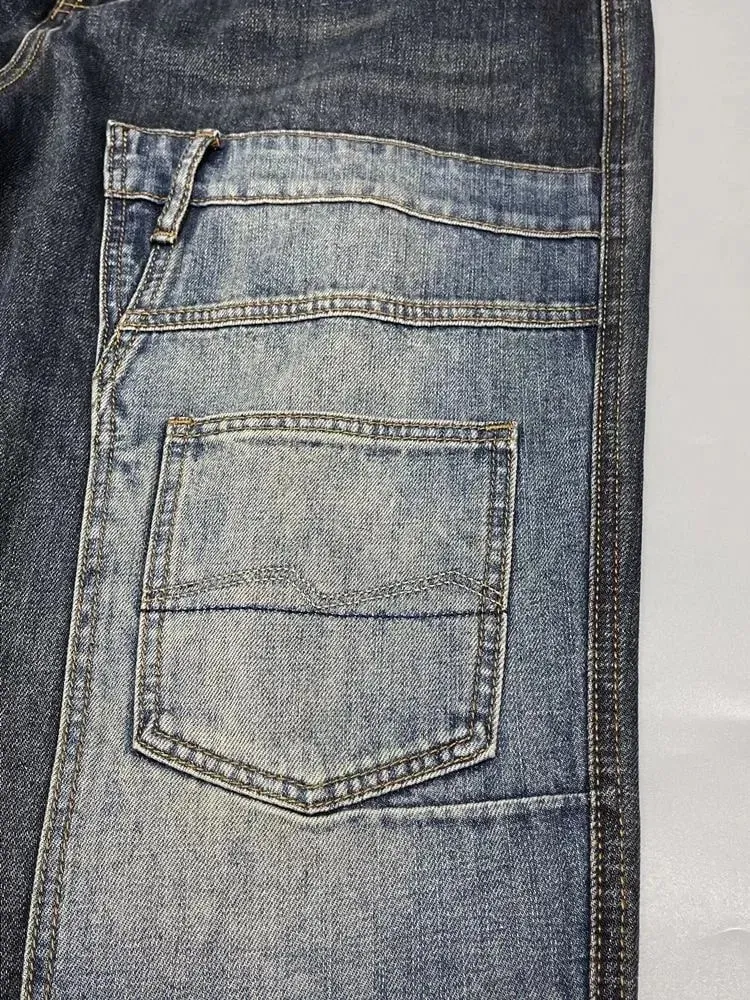 Spring/Autumn Fashion Trendy American Retro Straight Leg Stretch Denim Jeans Men's Casual Loose Fit Sports High Quality Jeans