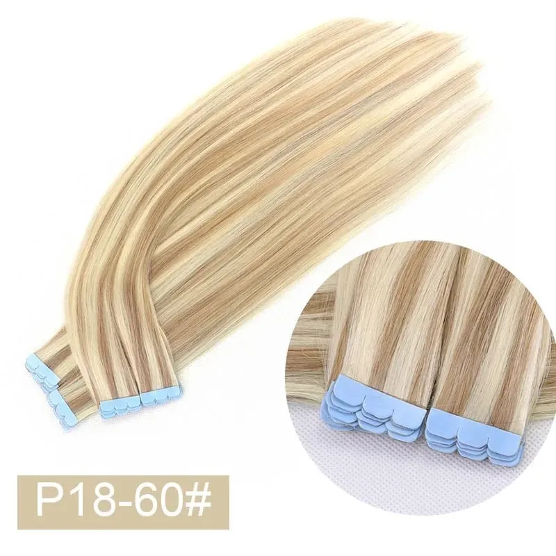 Machine Remy Real Human Hair Invisible Mini Tape in Extensions Skin Weft for Women Side Hair 10pcs Daily Use Wearing