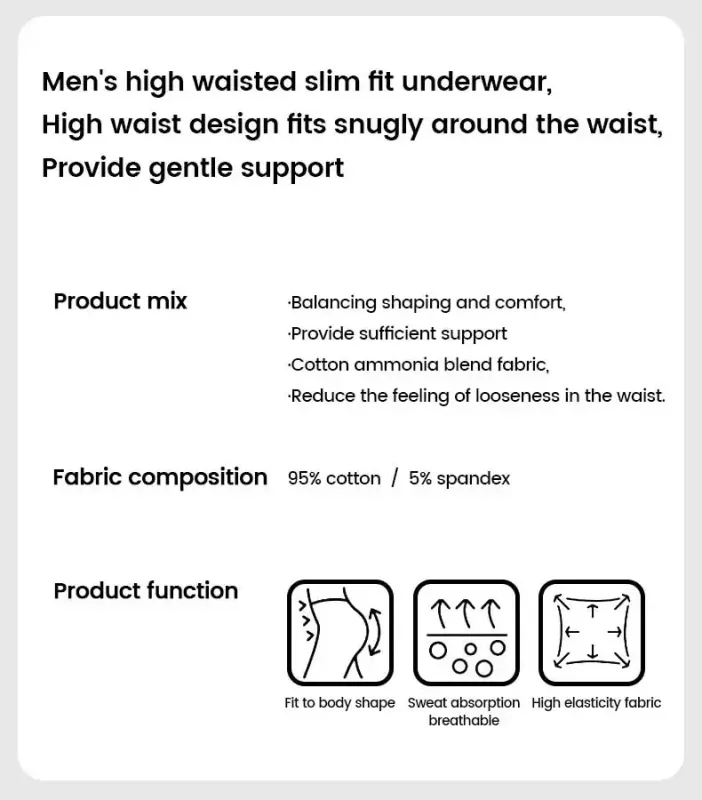 Men's High-Waist Cotton Underwear, Slim-Fitting Waist-Protecting, Plus-Size Warm Triangle Sports Briefs