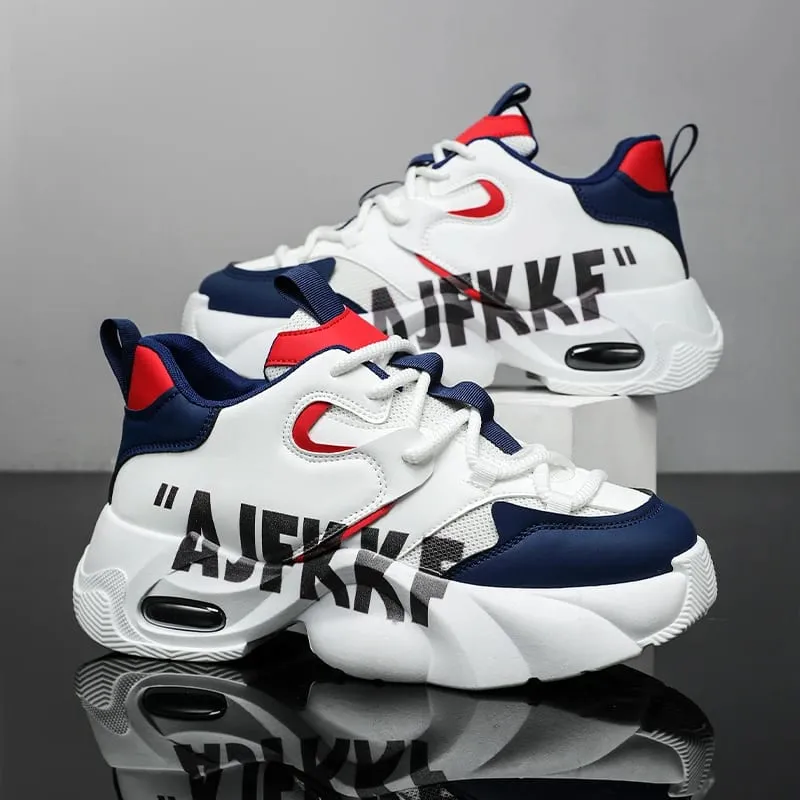 Two Tone Men Casual Sneakers Thick Sole Height Increase Air Cushion Breathable Fashion Daily Sports Shoes