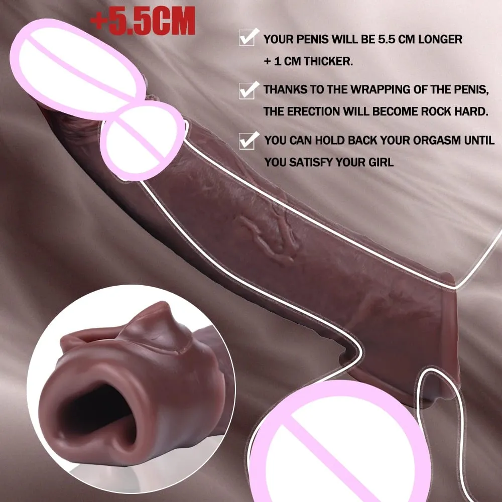 manggas para sa paninigas na Pagsasanay ng ari ng lalaki Sexy na may sapat na gulang na lalaki silikon ari ng lalaki manggas titi singsing extender male sex toy dildo titi