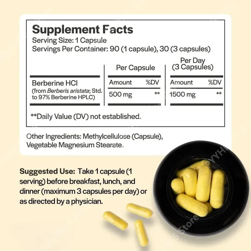 Berberine Supplement 1500mg | Berberine 500mg Per Capsule Supports Metabolic Profiles Hormonal Balance Berberine Supplements — image 3