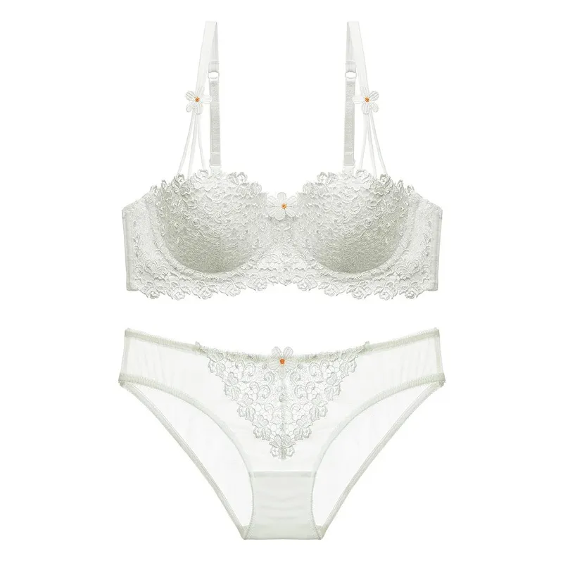 1605European and American Thin1/2Half Cup Bra Lace Sexy Embroidery Lingerie Bra Suit — image 7