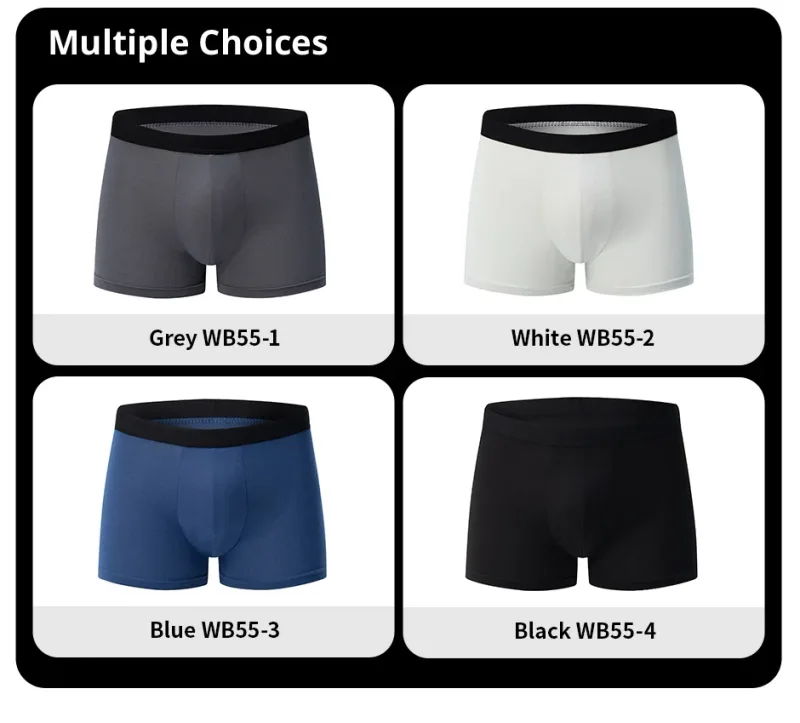 4 balení pánské jednobarevné sexy boxerské prádlo velikosti Evropa a Amerika Antibakteriální prodyšné pánské kraťasy velké velikosti Spodní prádlo — image 7