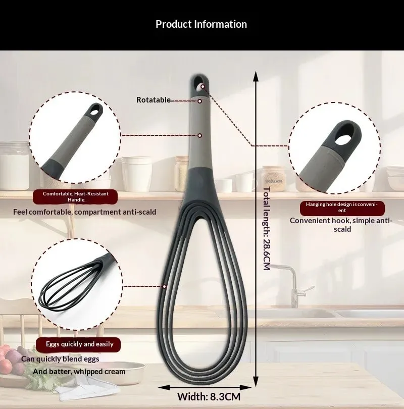 Plastic Dual Use Rotary Egg Beater Foldable Manual Whisk 2 in 1 Multifunctional Kitchen Tool for Beating Eggs and Kneading Dough