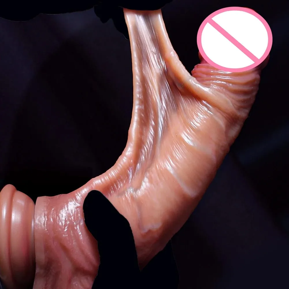 Realistic Dildo Sliding Foreskin Big Penis Suction Cup Dildos Female Masturbator Fake Dick Adult Anal Sex Toys for Women Men Gay
