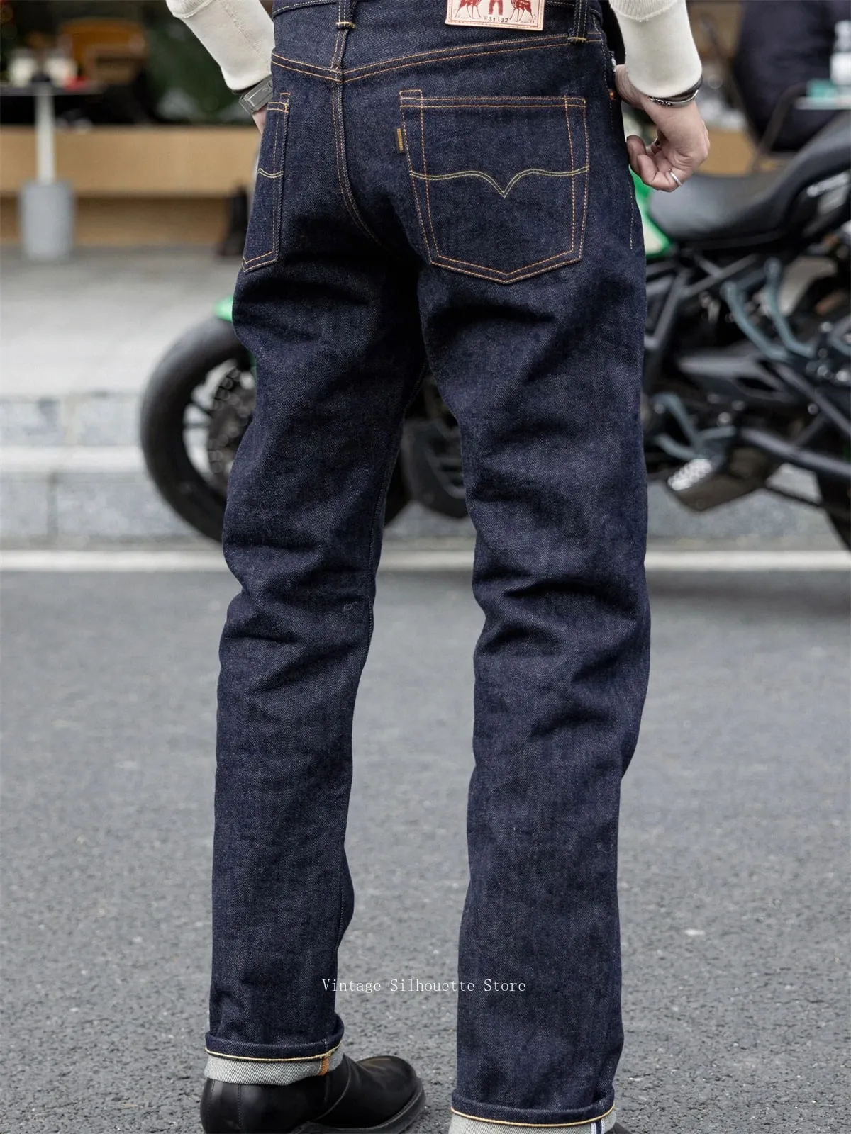 Red Tornado NOIR 21oz Selvedge Denim Slim Straight Cut Jeans Indigo Rugged Americana Style Men's Casual Pants