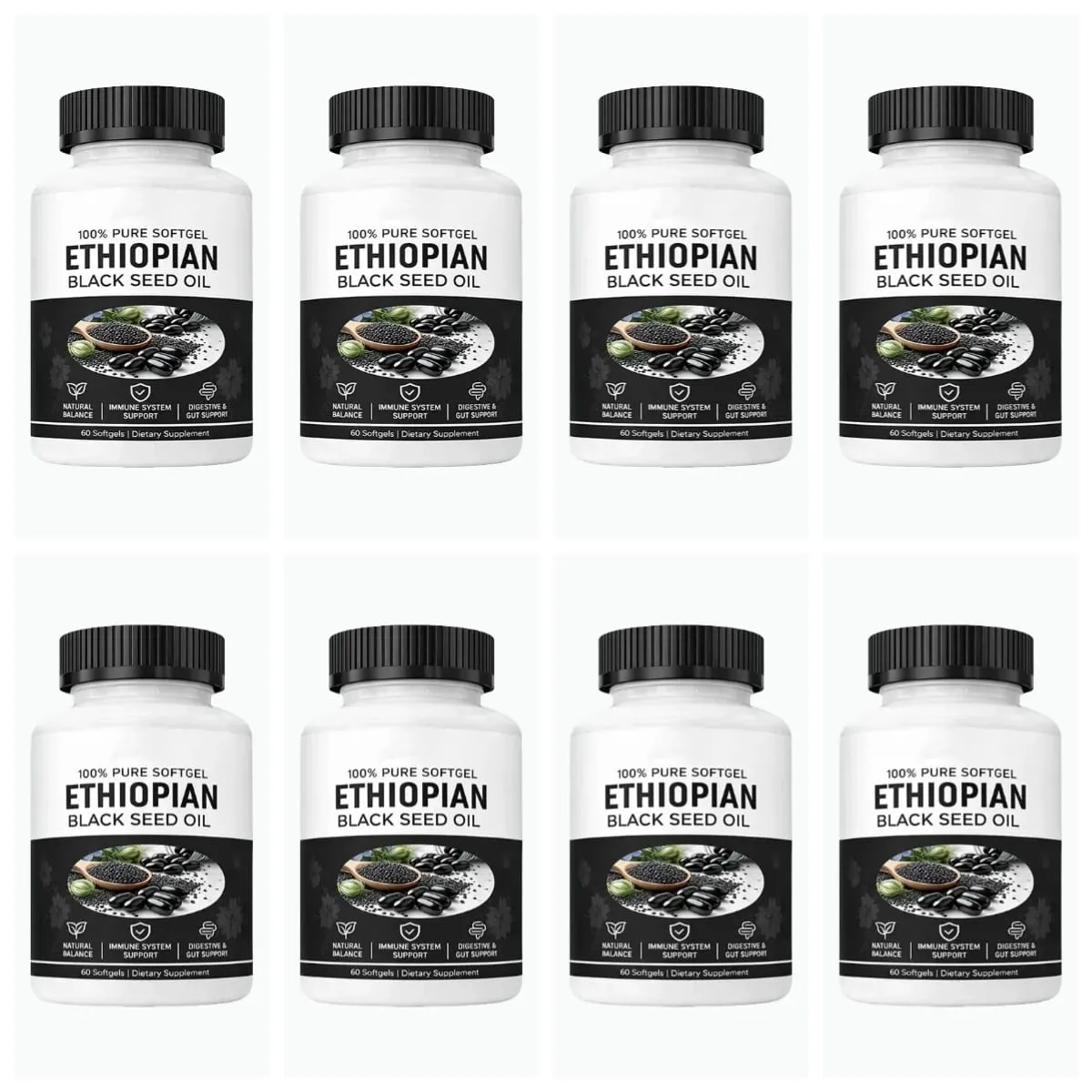 Ethiopian Black Seed Oil Softgels 800mg Cold Pressed Nigella Sativa Immune Digestive Gut Support Supplement 60 Count Non-GMO — image 12