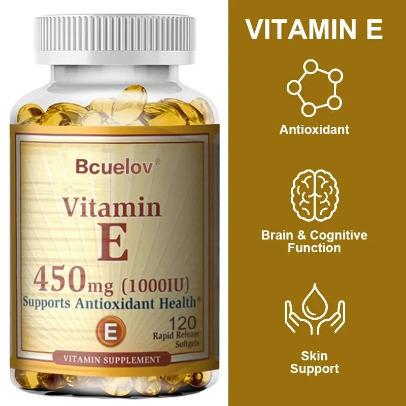 Bcuelov Vitamin E 1000 IE 450 mg – zur Unterstützung der Haut, Haare, Durchblutung, Gesundheit und des Immunsystems – antioxidative Ergänzung — image 3
