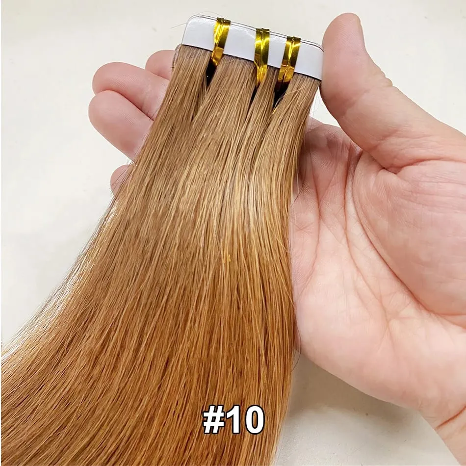 Luckinghair Wholesale 100% Virgin Double Drawn Straight Invisible Human Hair Tape in Extensions Wave Style — image 18