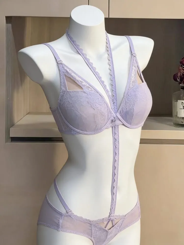 Soutien-gorge Démontable Style Français - Dentelle en Forme de Cœur Soutien Acier Réglable Bonnet Coton Ensemble Lingerie Femme — image 6