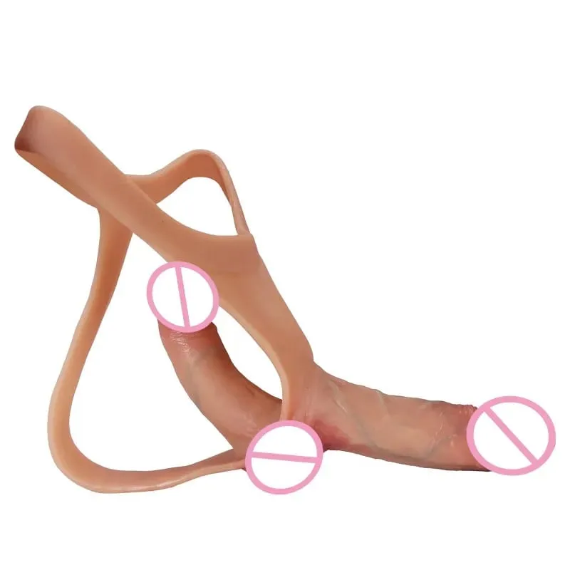 Silicone Double Penis Dildo Wearing Pants Dick Realistic Penis Toy for Lesbian Couple Strap on Masturbator Adult Sex Toys — image 1
