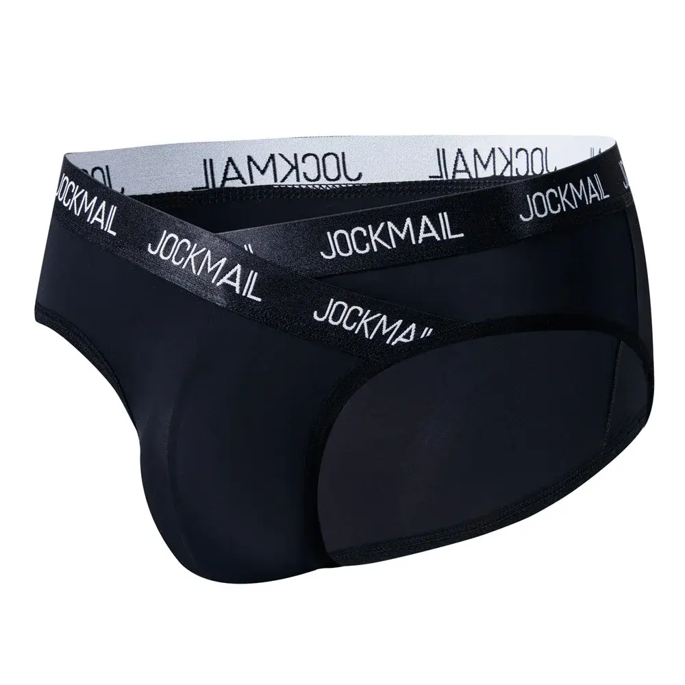 Jockmail メンズ下着ローウエストセクシーなレタースポーツ通気性の夏のアイスシルクブリーフビッグバッグナイロン無地男のパンティー