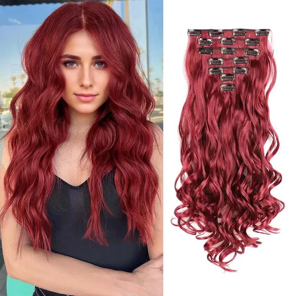 7pcs/set 22inch Elegant Wavy Clip-In Hair for Instant Volume & Everyday Glamour Suitable For All Women Synthetic Extension — image 11