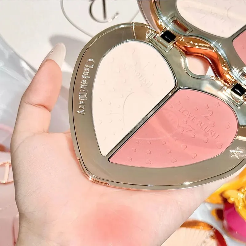 Nuovo CT Nature Ombretto scenario estetico facile da colorare Starlight Pink Disco bicolore a luce morbida Cosmetici blush a cuore a due colori