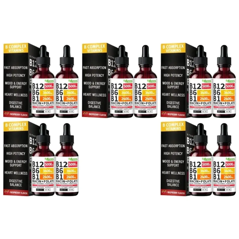 B12 B6 B1 Niacin Folate Liquid Sublingual Vegan B-Complex Drops for Daily Energy and Focus Support Raspberry for Men Women 60 ML — image 11