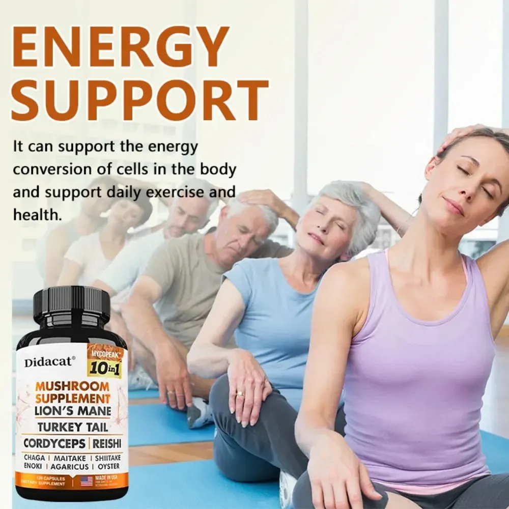 10x Mushroom Complex - Brain Nervous System Health and Memory Supplements Immunity Sleep Energy Mood Support