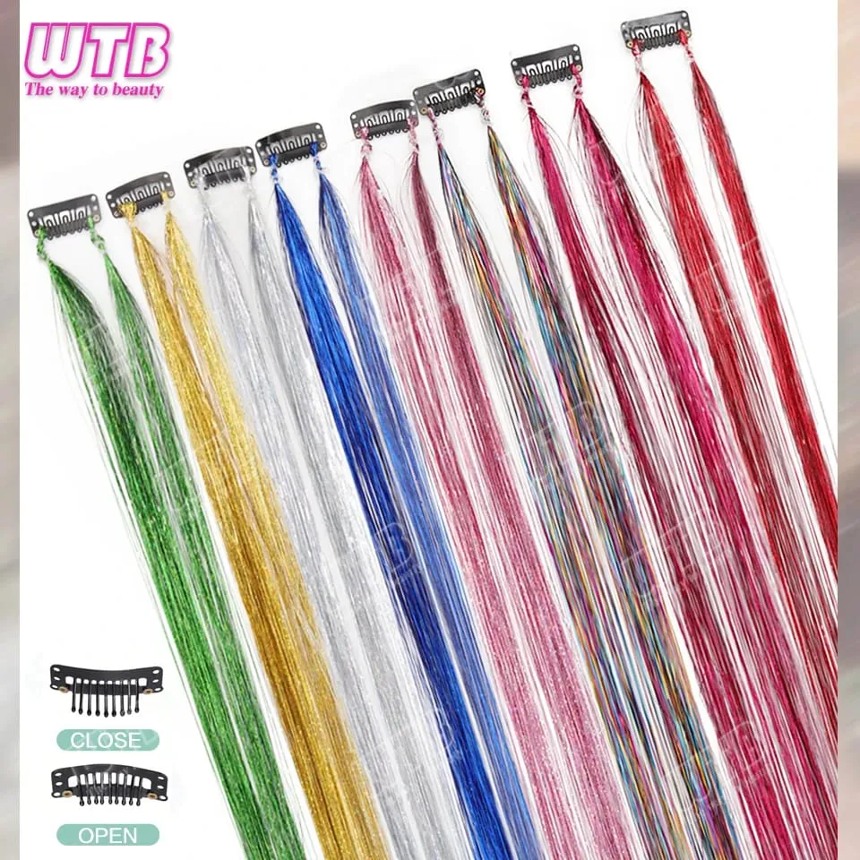 Multi-Color Glitter Synthetic Hair Extension Wig BB Clip Style Suitable for Women and Girls to Wear During Holidays and Events — image 4