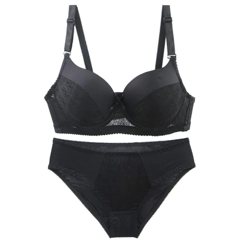 DaiNaFang Seamless Adjustable Minimizer Bra Set Breathable Push Up Side Support Sweat Proof Lingerie ABC Cup Underwear