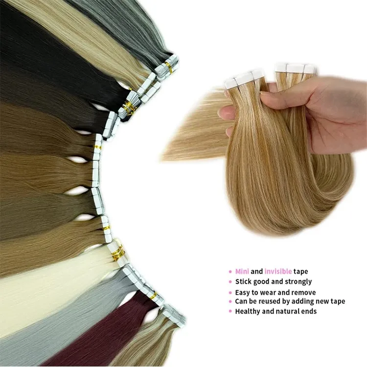 High Quality Tape Hair Extensions Full Ends Straight Hair 18-30 Inch Double Sided Adhesive Tape in Different Colors — image 9