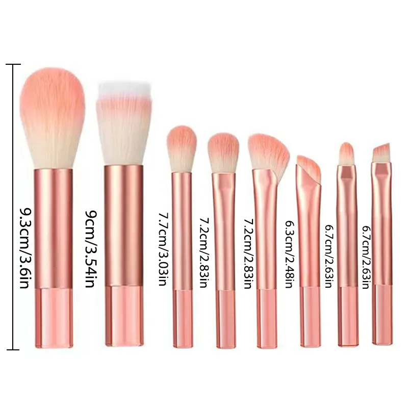 8 pieces of orange mini portable travel makeup brushes - powder brushes eyeshadow brushes and highlighter brushes — image 4
