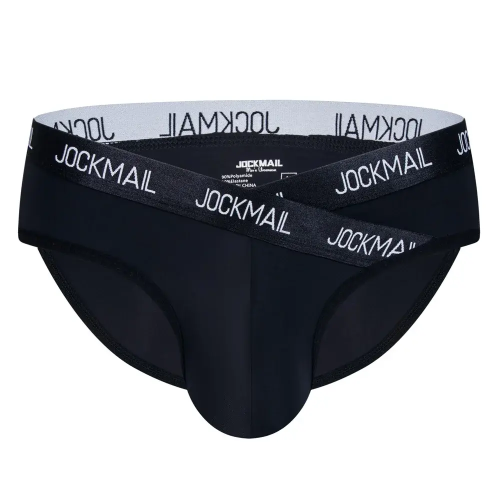 Jockmail メンズ下着ローウエストセクシーなレタースポーツ通気性の夏のアイスシルクブリーフビッグバッグナイロン無地男のパンティー