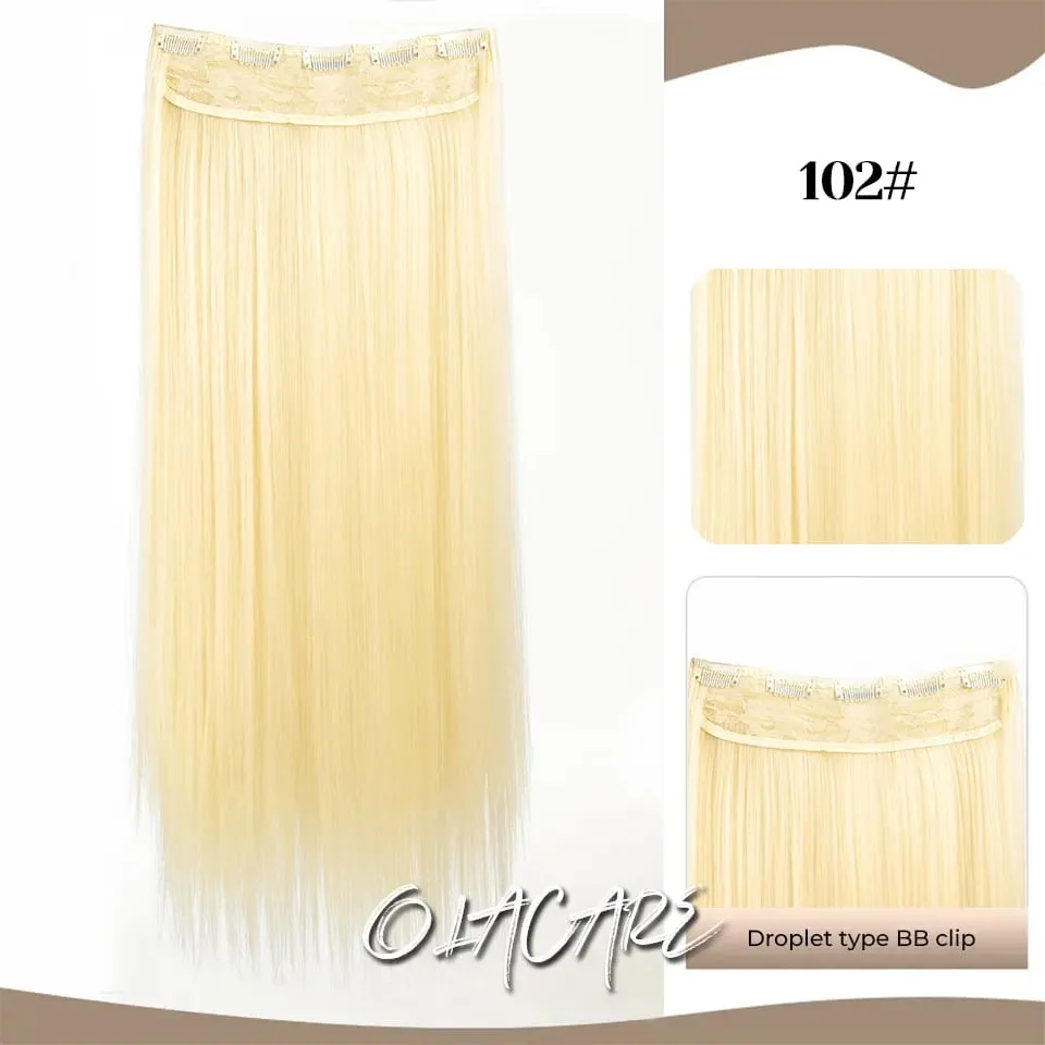 Synthetic Wig 5 Clip One Piece Invisible Hair Extensions Long Straight 24Inch Heat Resistant Hairpiece for Women — image 19