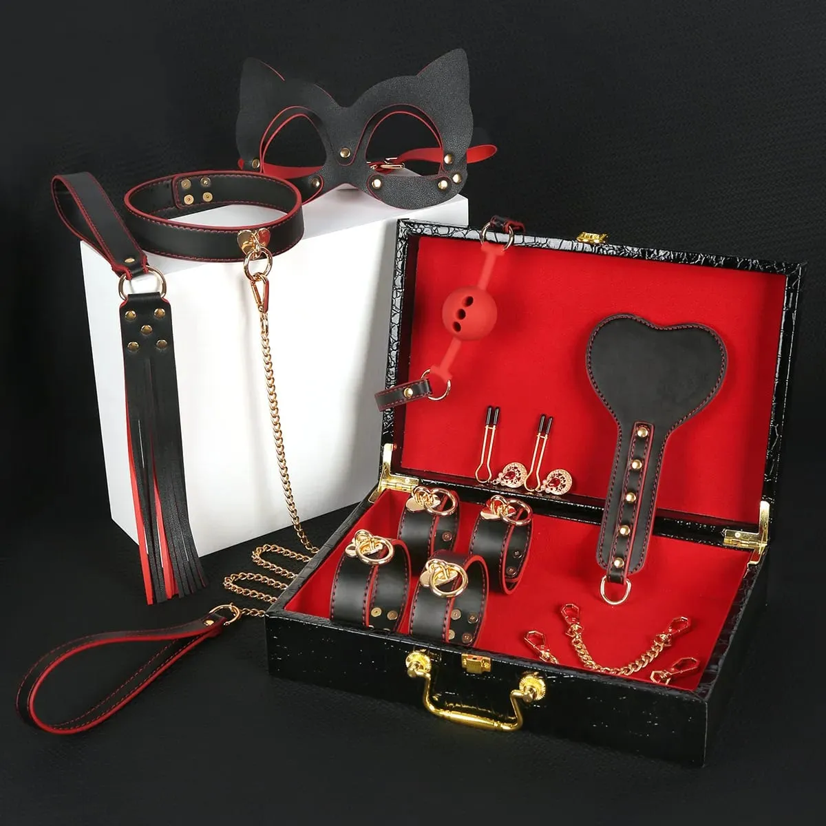 Erotic Sex Toys Leather 8 PCS BDSM Bondage Set with Case Adult Sex Games Restraints Kit Exotic Bondage Gear for Couples Sex Shop — image 6