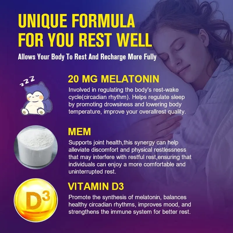Melatonin 20mg alvási étrend-kiegészítő 120 db eper ízű kapszula melatonint tartalmaz – egészséges alvás — image 4