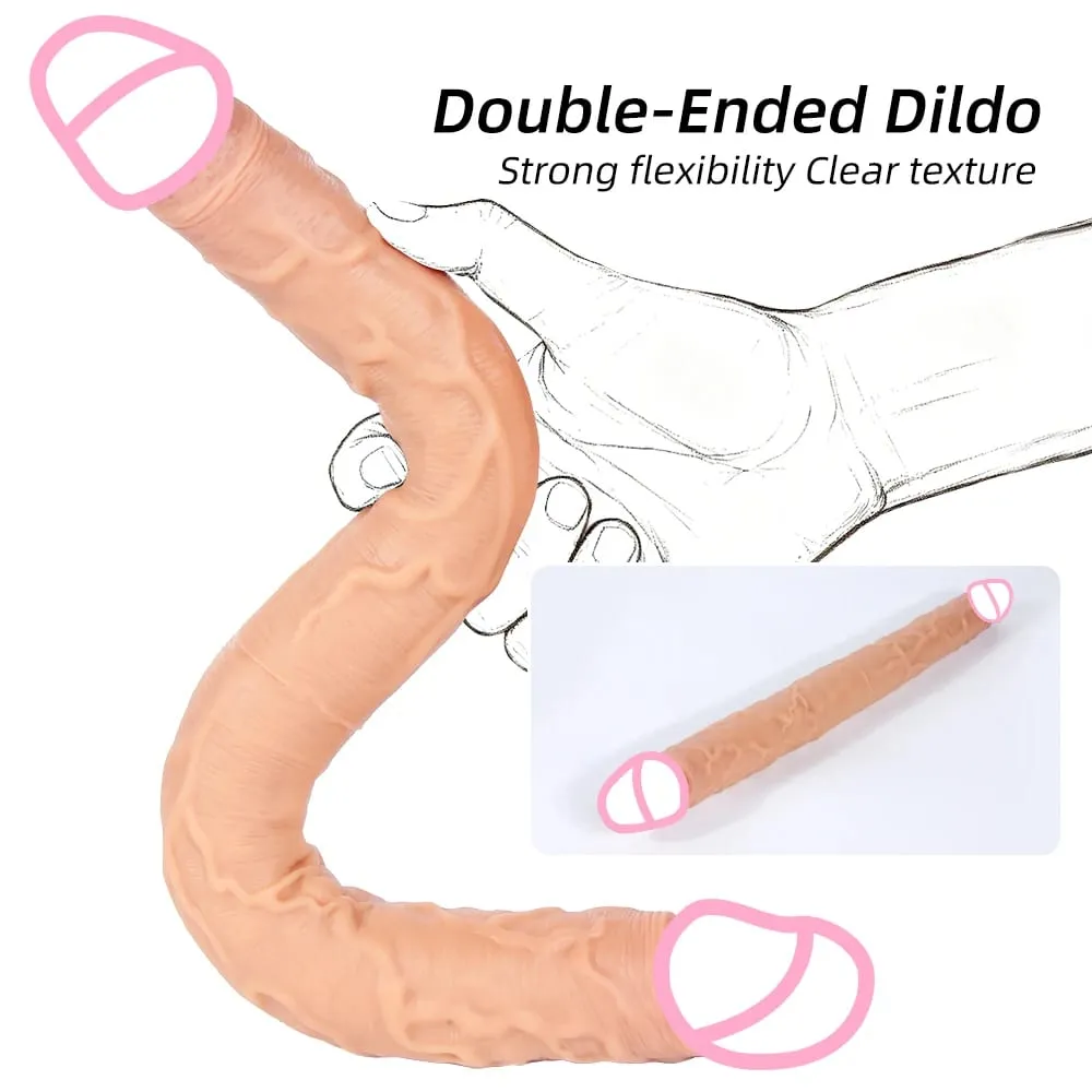 Long Double Dildo Sex Toys Realistic Double Sided Dildo for Lesbian Silicone Huge Thick Dildos G Spot and Anal Plug for Women