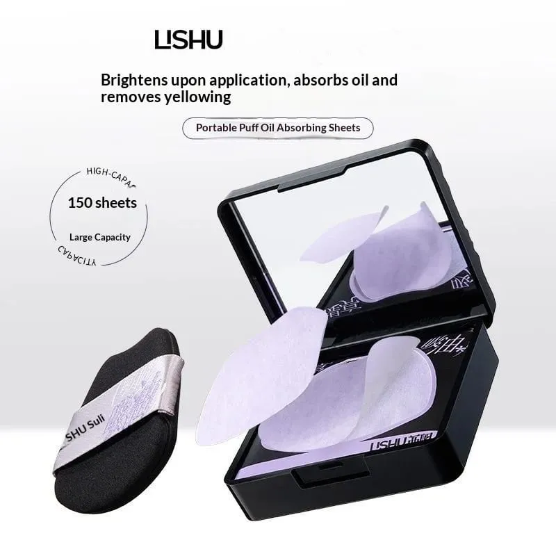 Oil Control Blotting Paper with Powder Puff Face Powder Makeup Setting Sheets Portable Touch Up Tool,150 Sheets — image 5