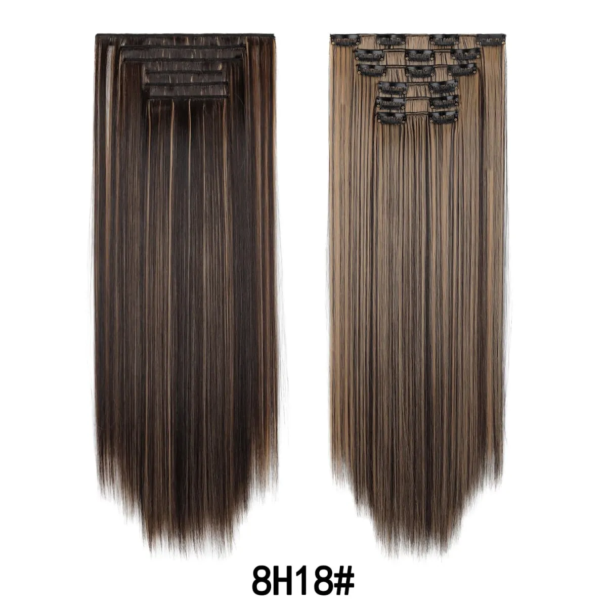 Jeedou Jeedou 6Pcs Clip In Straight Hair Extensions 60cm Long Synthetic Hair Pieces With 16 Clips Heat Resistant Hair For Women
