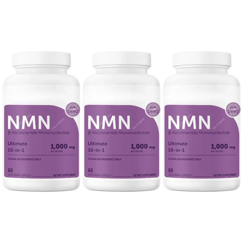 NMN Capsules 1000mg Per Serving with Resveratrol CoQ10 Vitamin C Vegan Formula Daily Wellness Supplement Clean Ingredients 120Ct