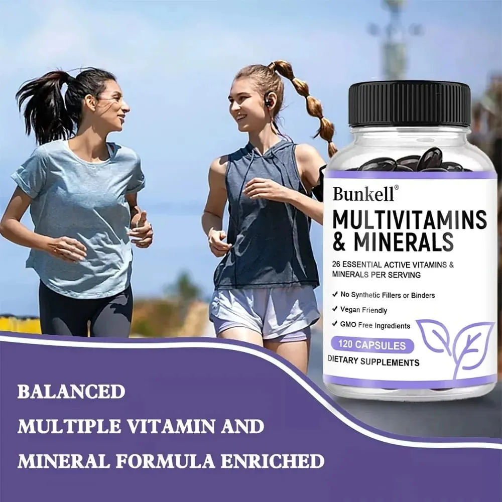 Multivitamin and Minerals - Daily Supplement Antioxidants Skin Repair Liver Health Maintenance Energy Boost 120 Capsules — image 3