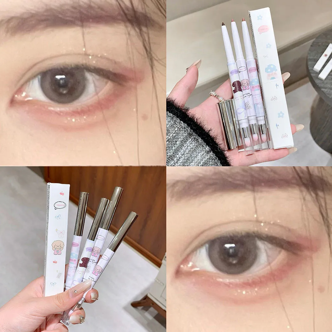 Delineador em gel perolado de uva com pincel, mistura suave e sedosa, chá marrom, rosa, bicho da seda, à prova d'água, maquiagem