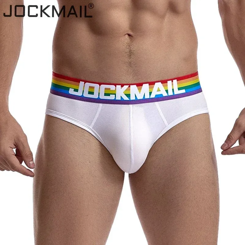 Jockmail 섹시한 남성 속옷 브리프 코튼 로우 라이즈 언더 팬츠 네트 원사 레이스, 통기성 여름 반바지 calzoncillos hombre slip