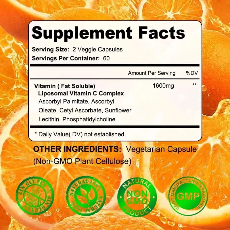 Liposomal Vitamin C 1600 Mg - Highly Absorbable Fat Soluble Vitamin C Antioxidant Supplement Immune System & Collagen Booster — image 6